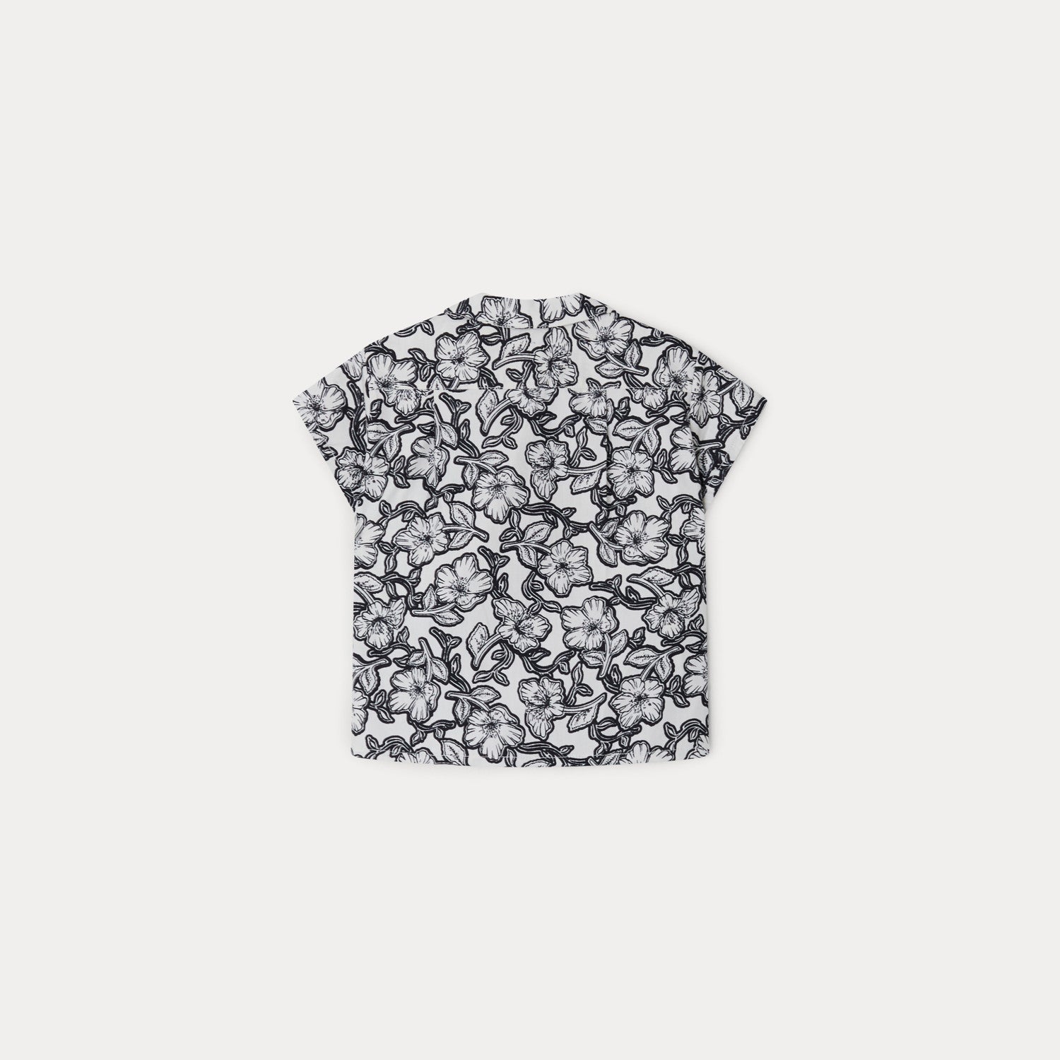 Baby Boys & Girls Black Flowers Cotton Shirt