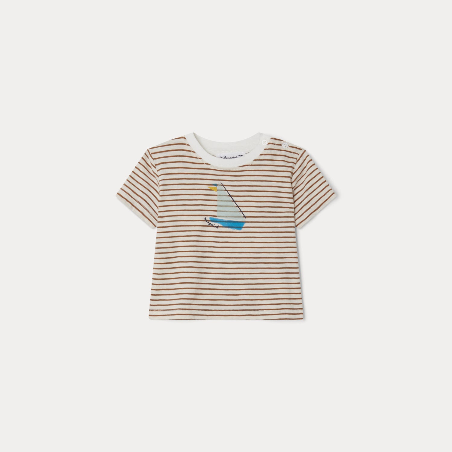 Baby Boys Caramel Stripes Cotton T-Shirt