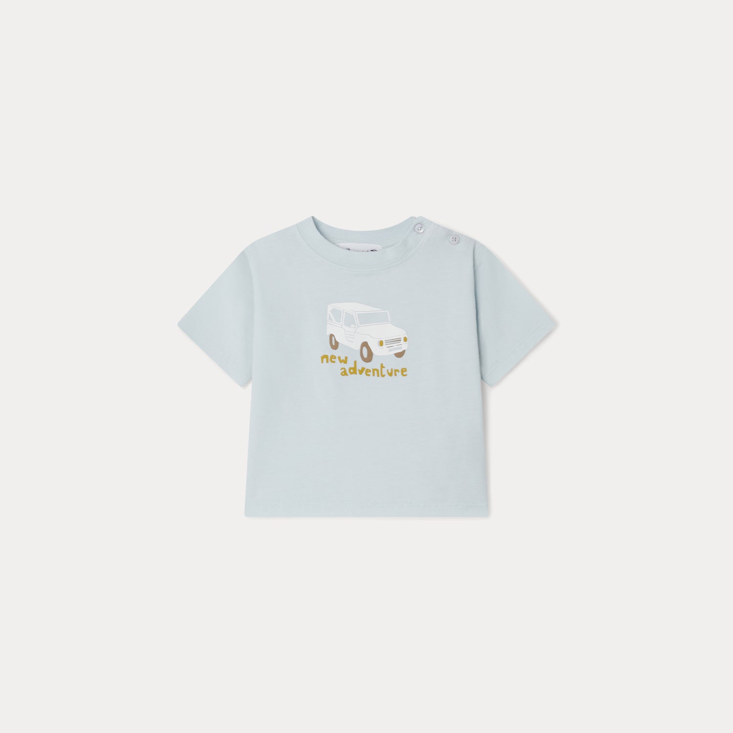 Baby Boys Light Blue Printed Cotton T-Shirt