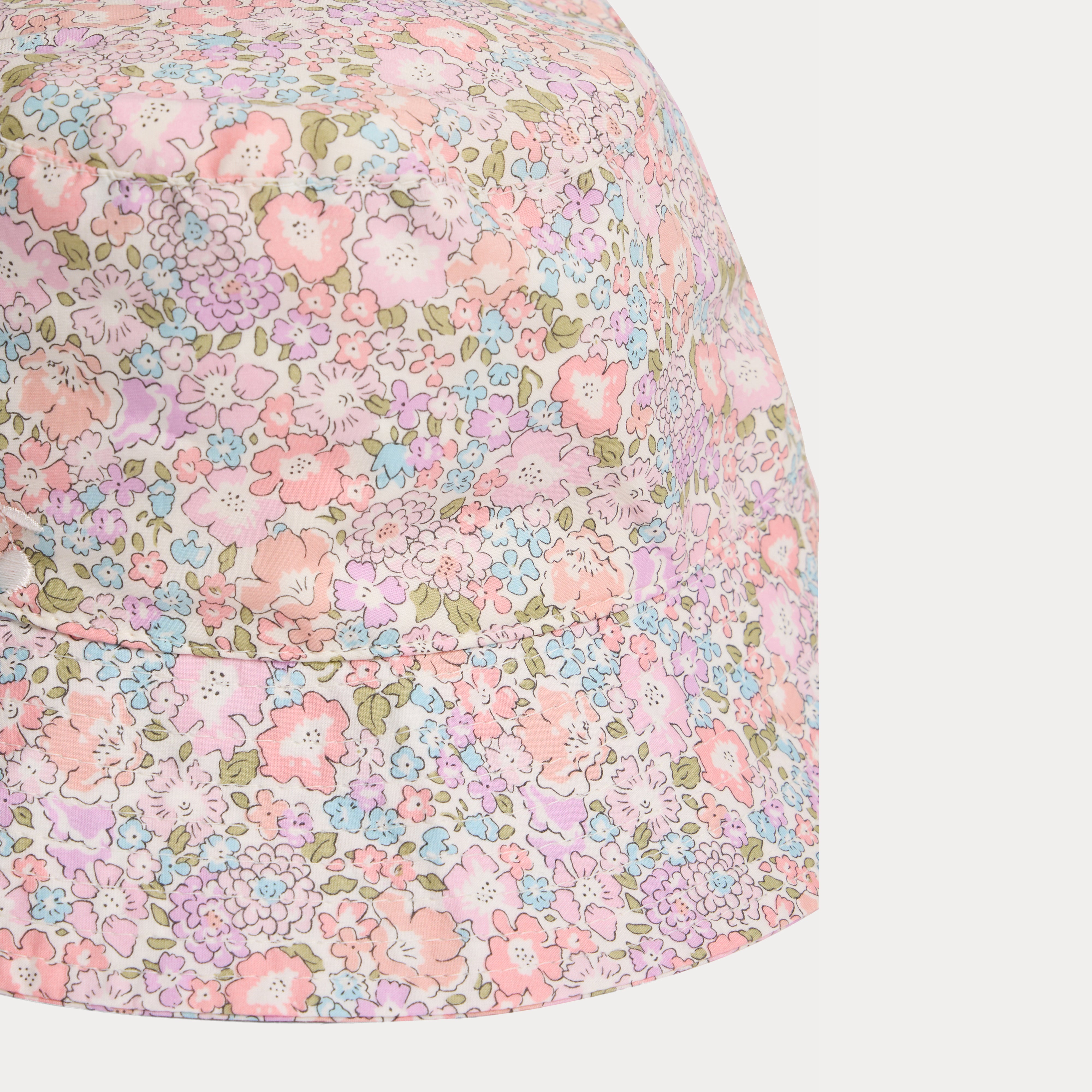Girls Pink Floral Cotton Bucket Hat