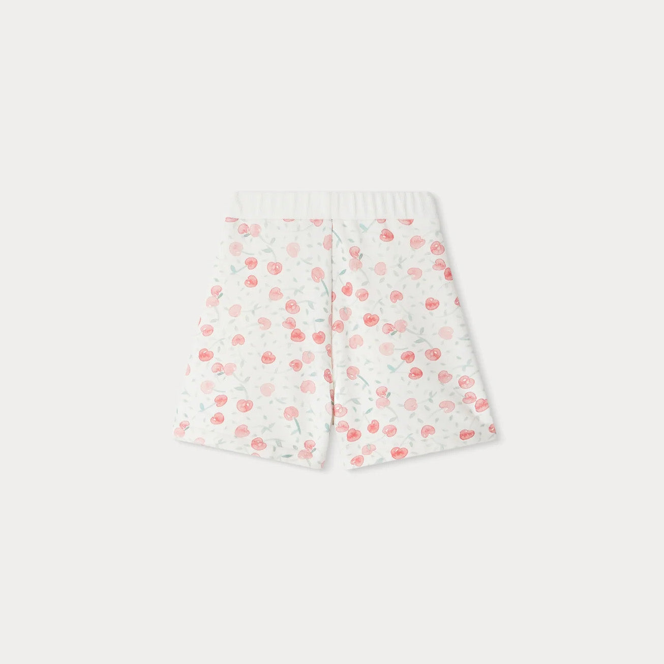 Girls White Cherry Cotton Shorts