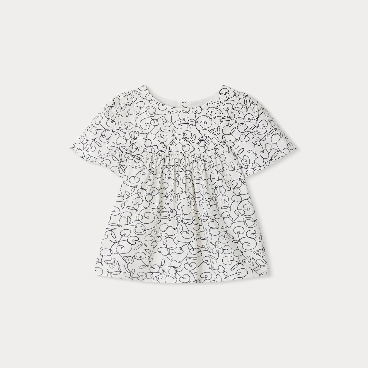 Girls White Printed Cotton Top