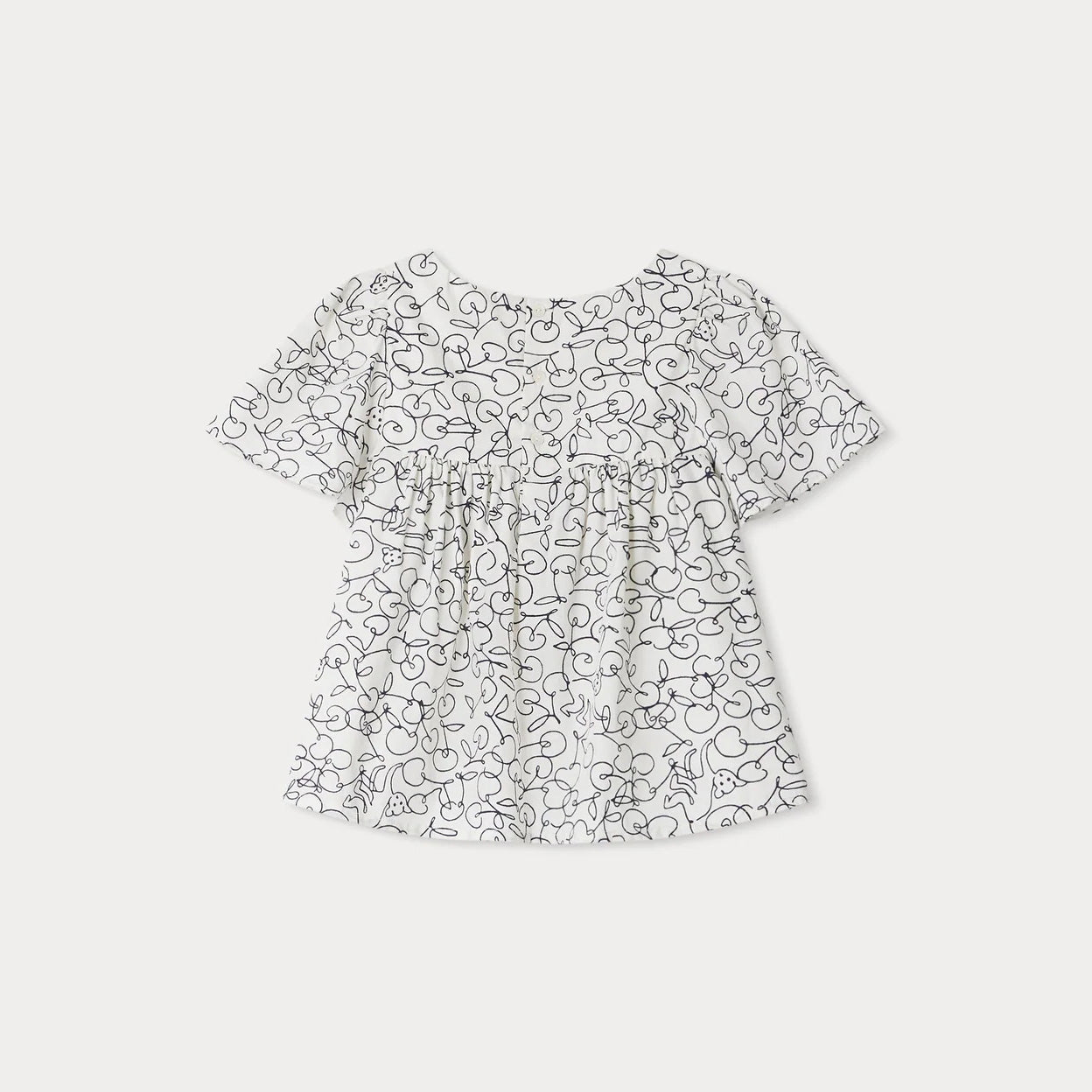 Girls White Printed Cotton Top