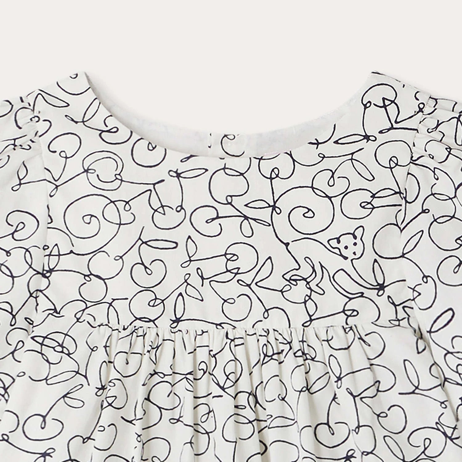 Girls White Printed Cotton Top