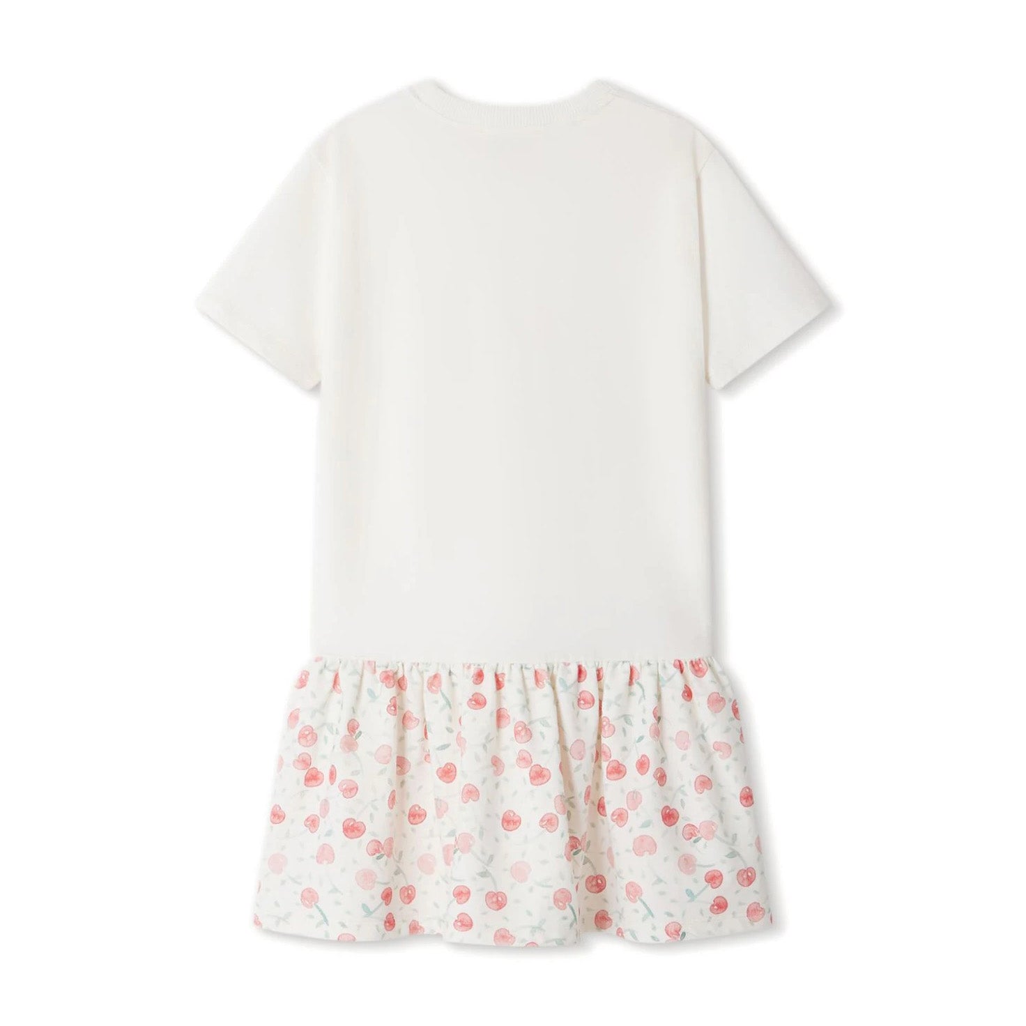 Girls White Cherry Cotton Dress