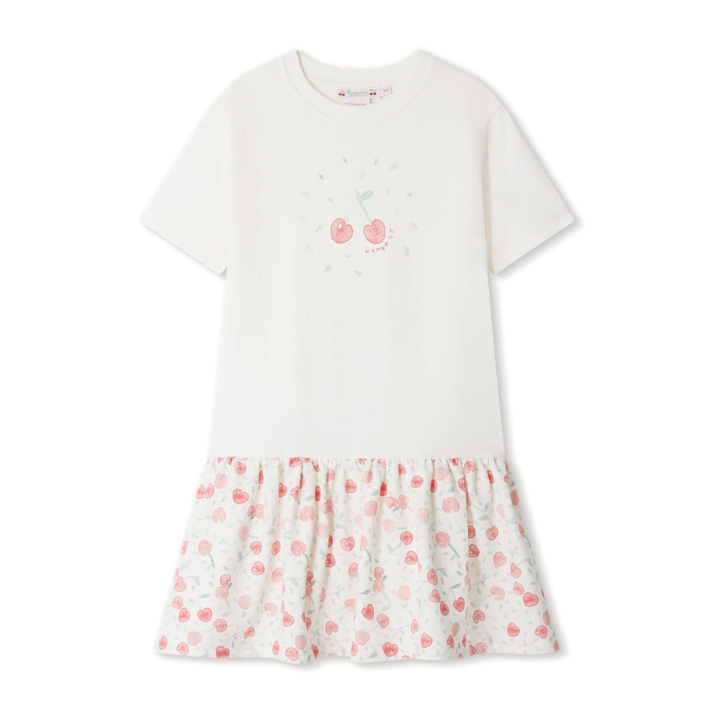 Girls White Cherry Cotton Dress