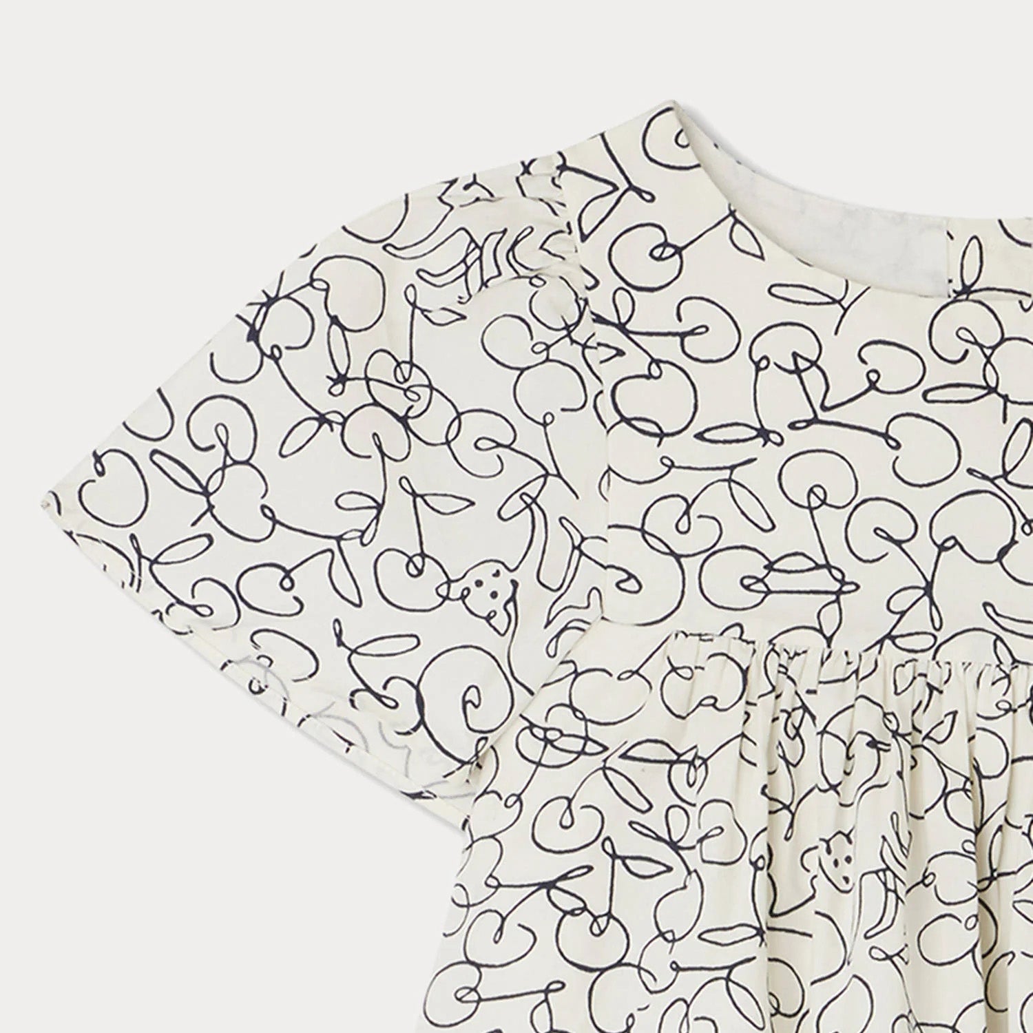 Girls White Printed Cotton Dress