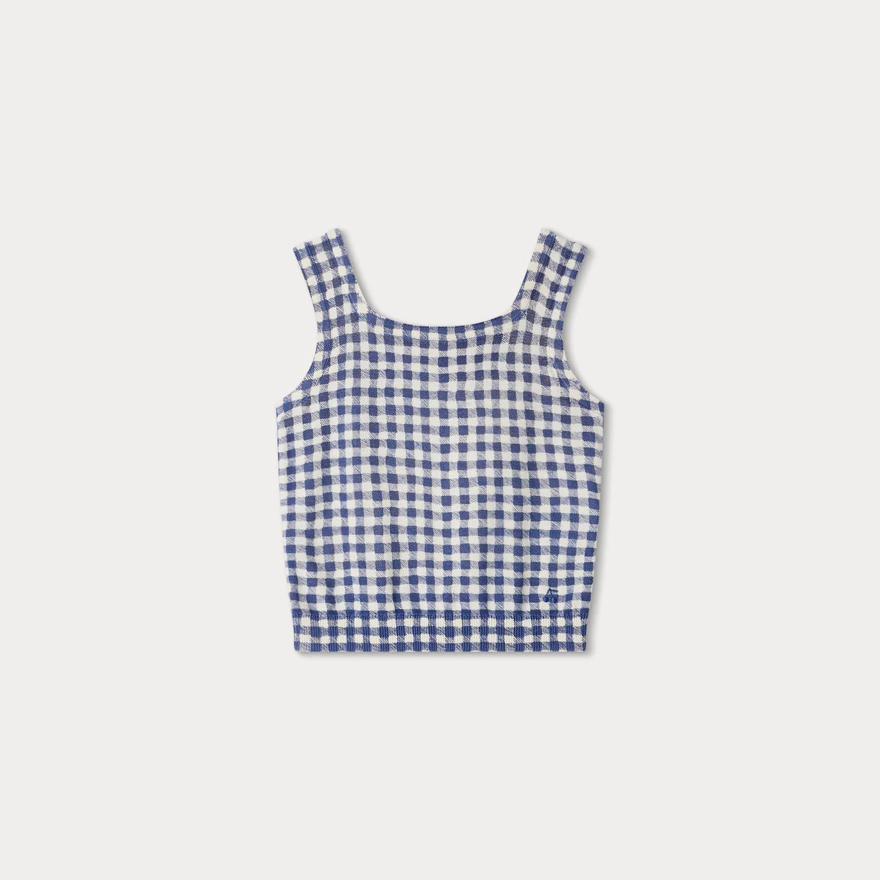 Girls Navy Check Cotton Vest