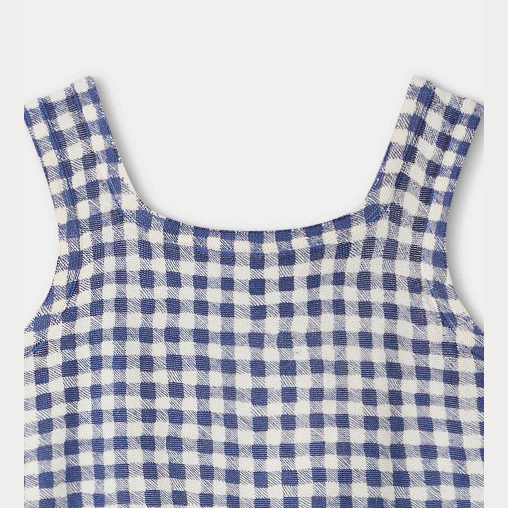 Girls Navy Check Cotton Vest