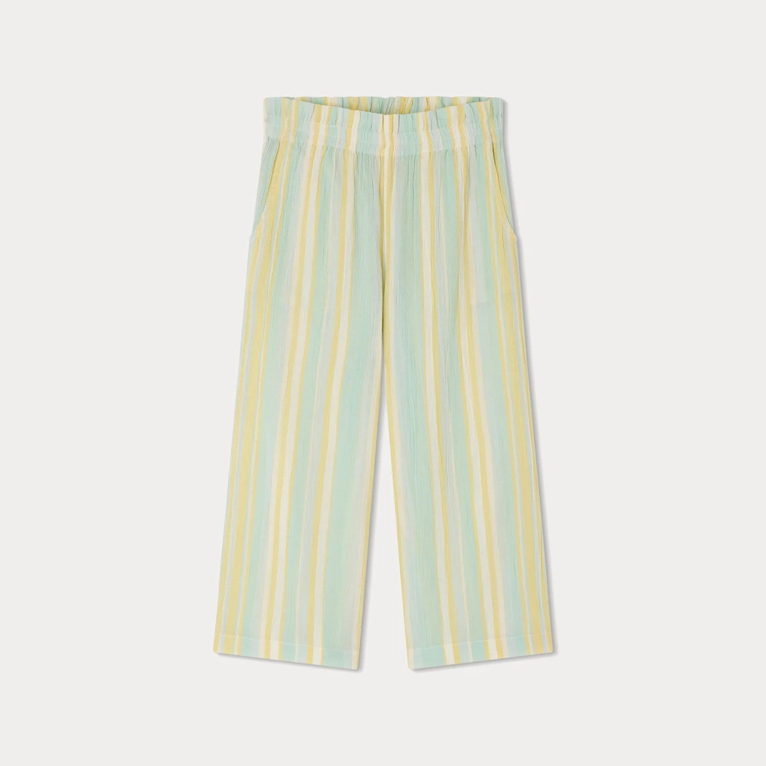 Girls Mint Stripes Cotton Trousers