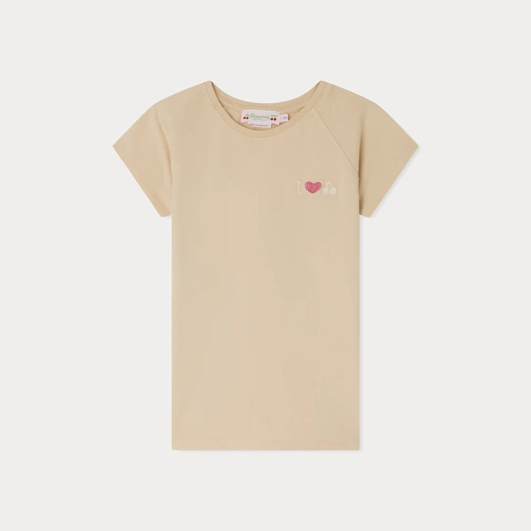 Girls Khaki Cotton T-Shirt