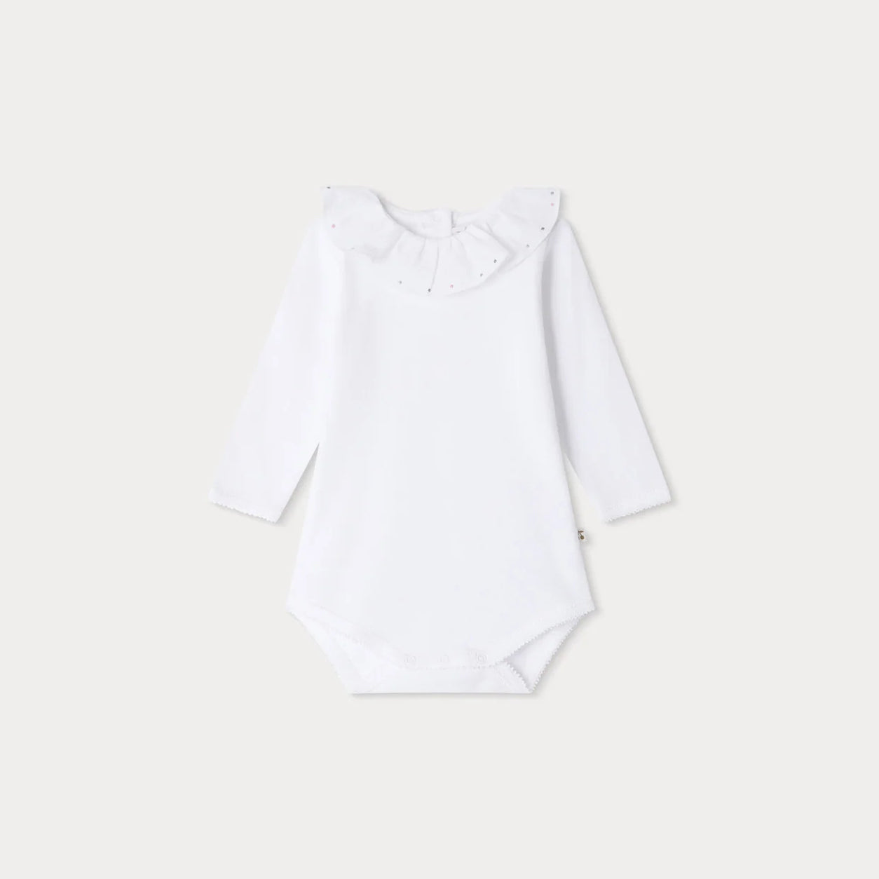 Baby Girls White Ruffled Cotton Babysuit