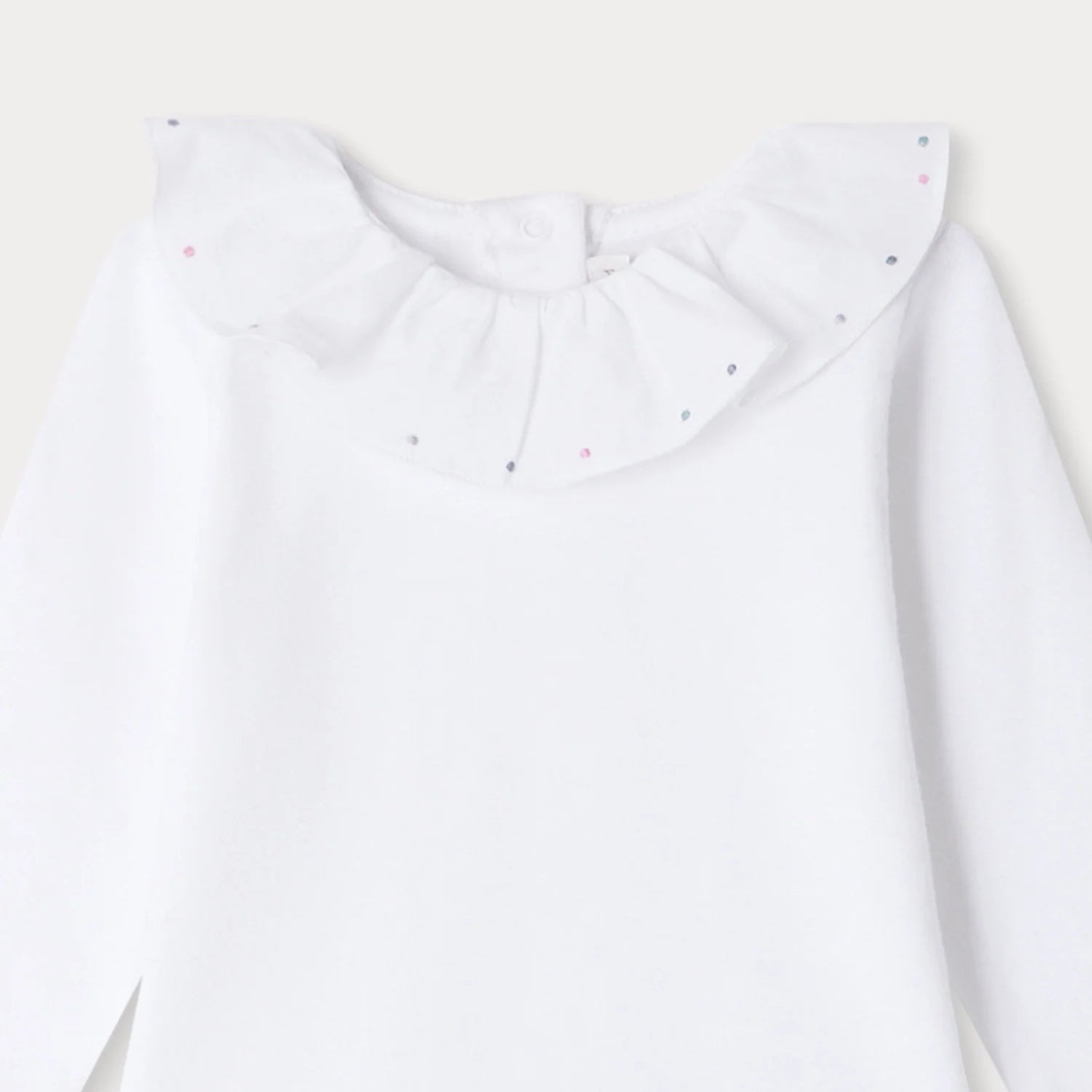 Baby Girls White Ruffled Cotton Babysuit