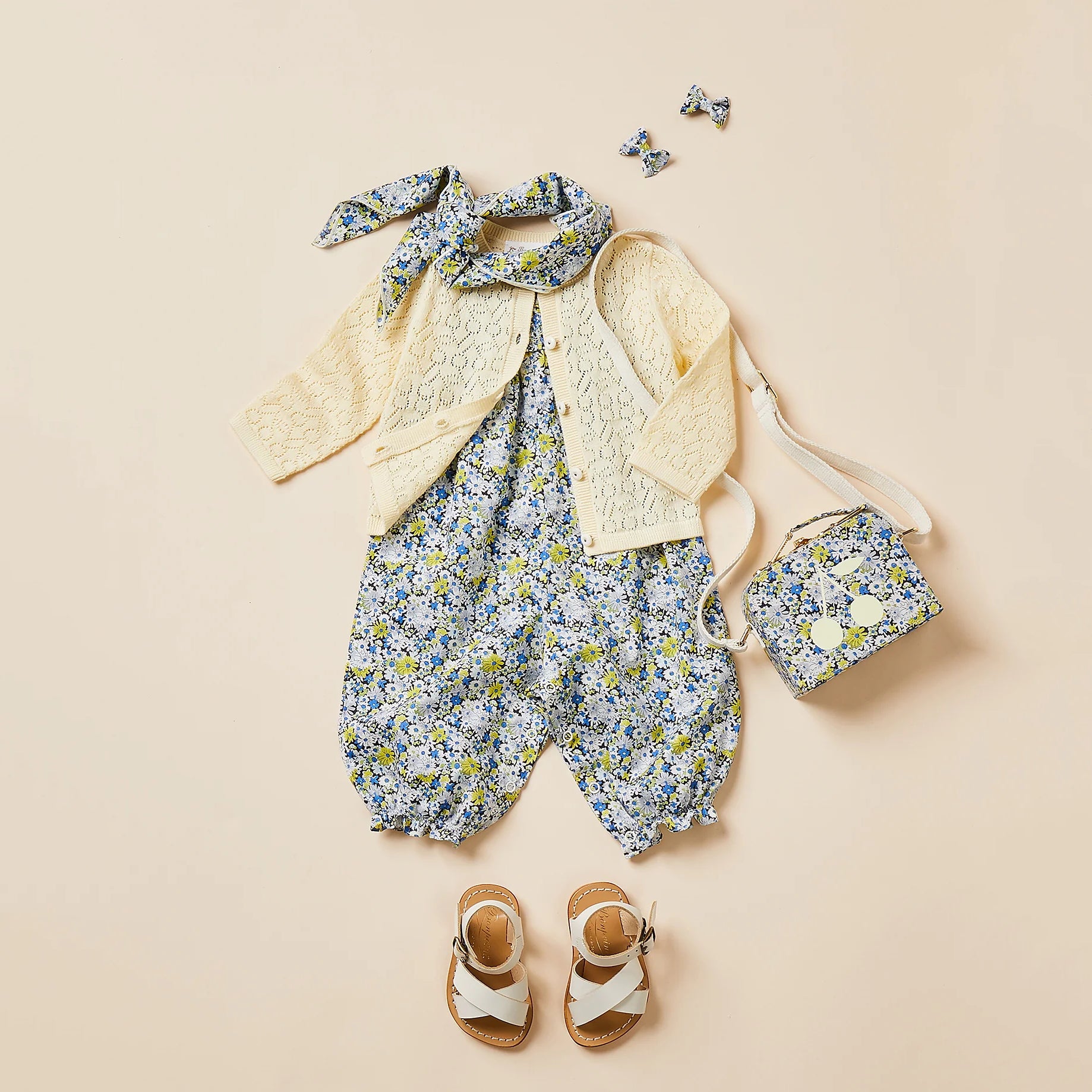 Baby Girls Light Yellow Cherry Cotton Cardigan
