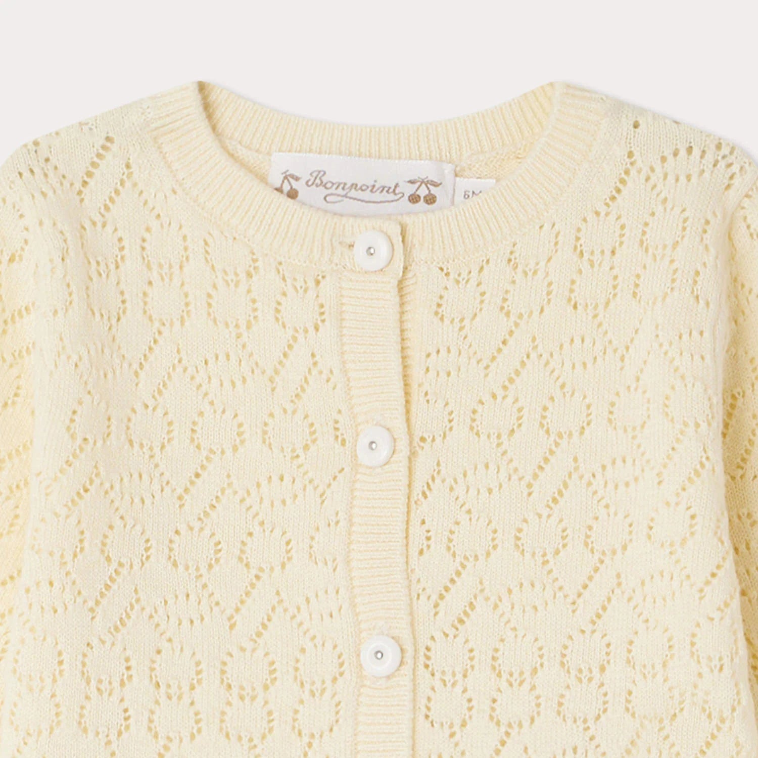 Baby Girls Light Yellow Cherry Cotton Cardigan