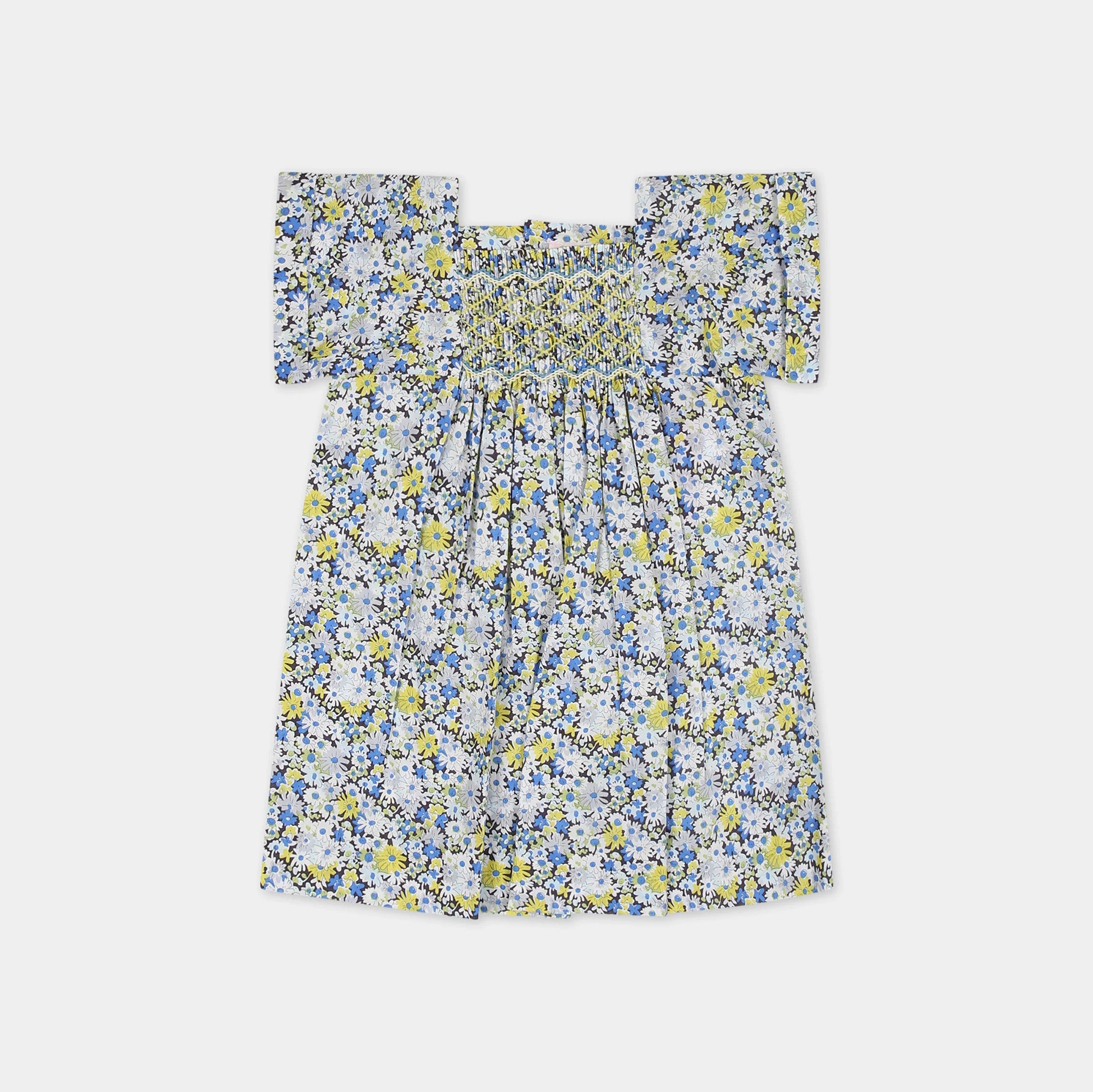 Baby Girls Blue Floral Cotton Dress