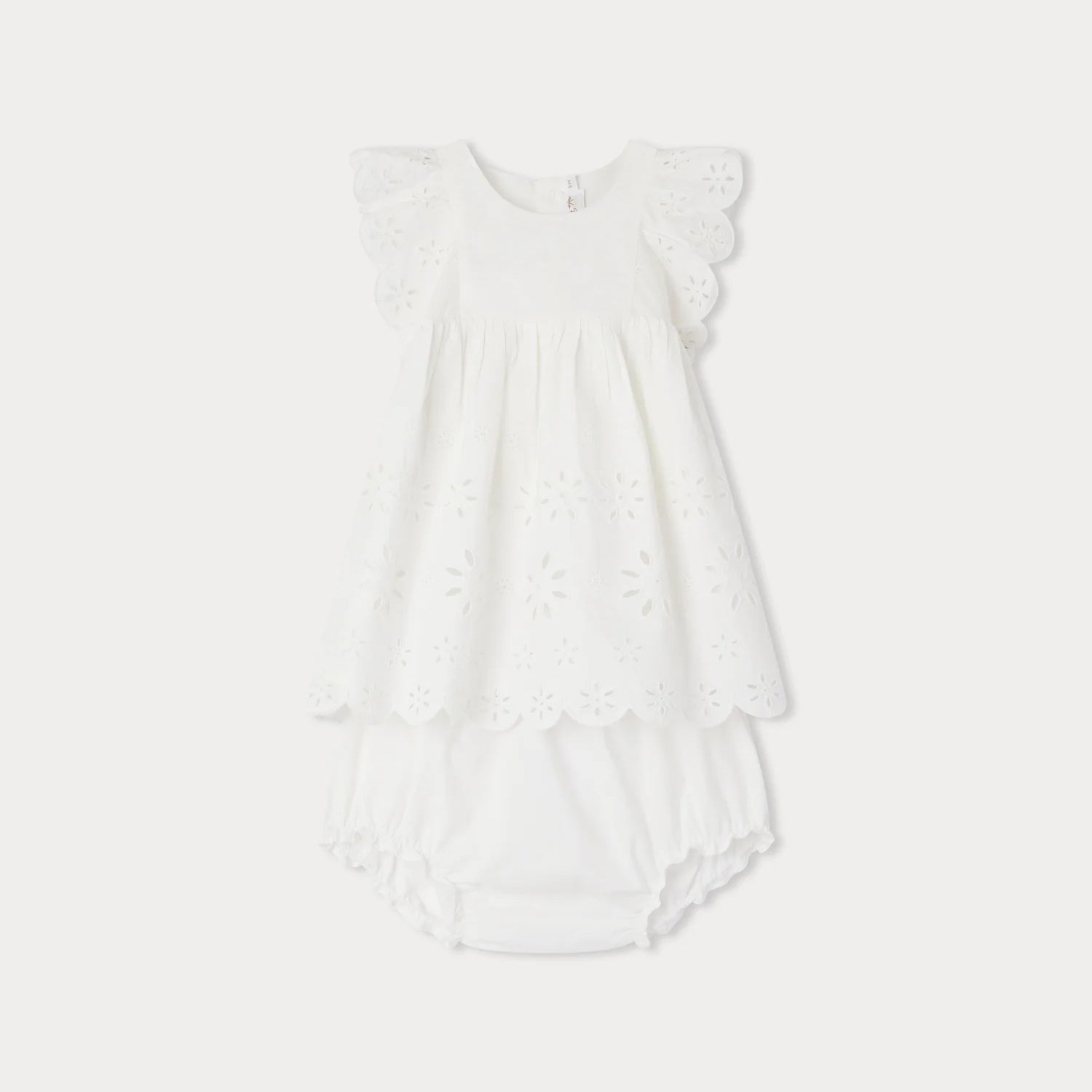 Baby Girls White Embroidered Cotton Dress Set