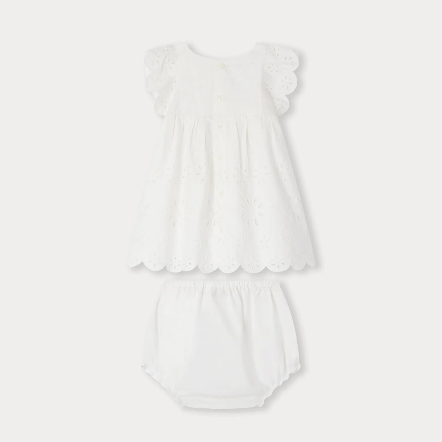Baby Girls White Embroidered Cotton Dress Set