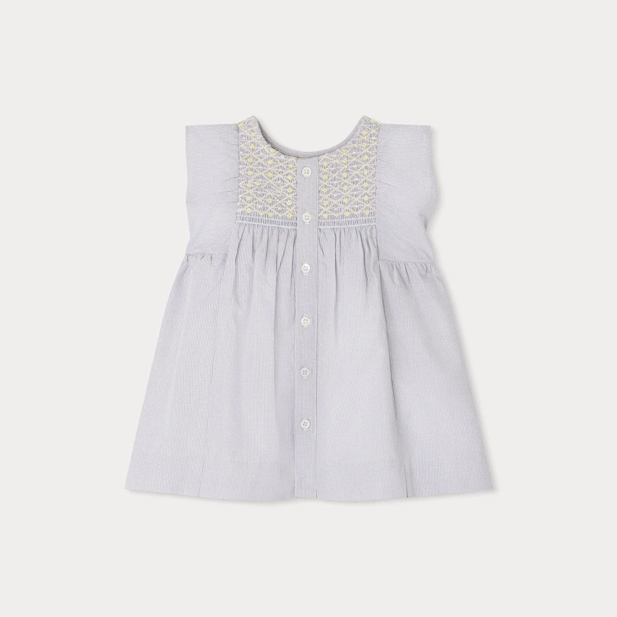 Baby Girls Grey Blue Cotton Dress