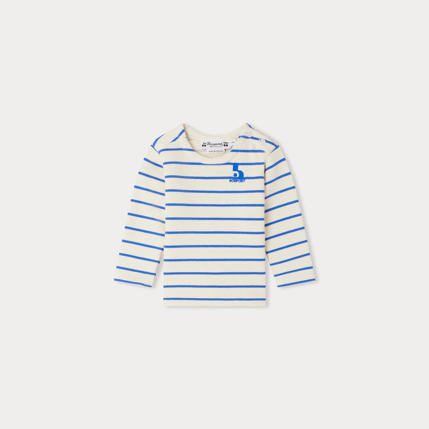 Baby Boys & Girls Blue Stripes Cotton T-Shirt