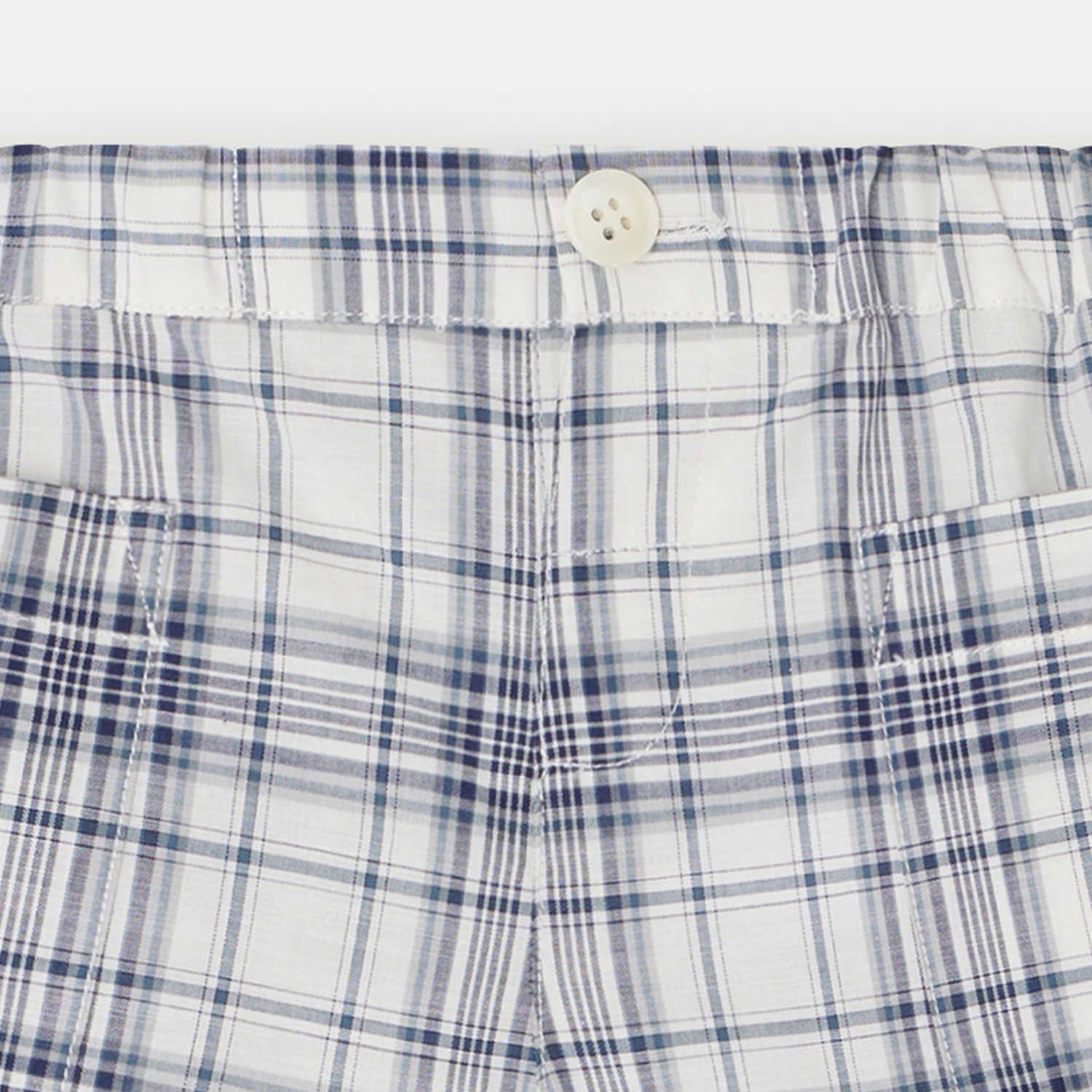 Baby Boys & Girls Blue Check Cotton Shorts