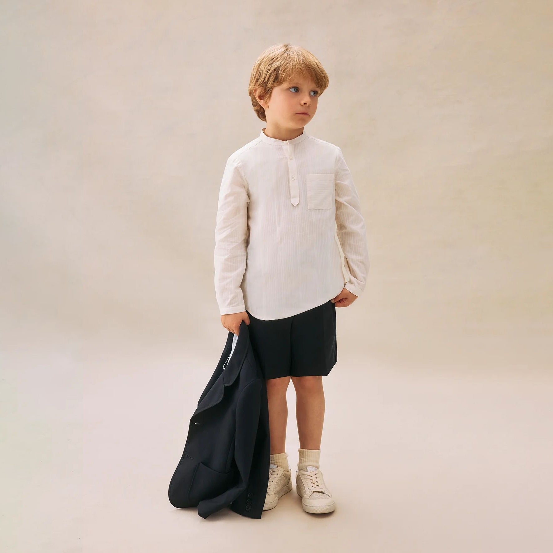 Boys White Stripes Cotton Shirt