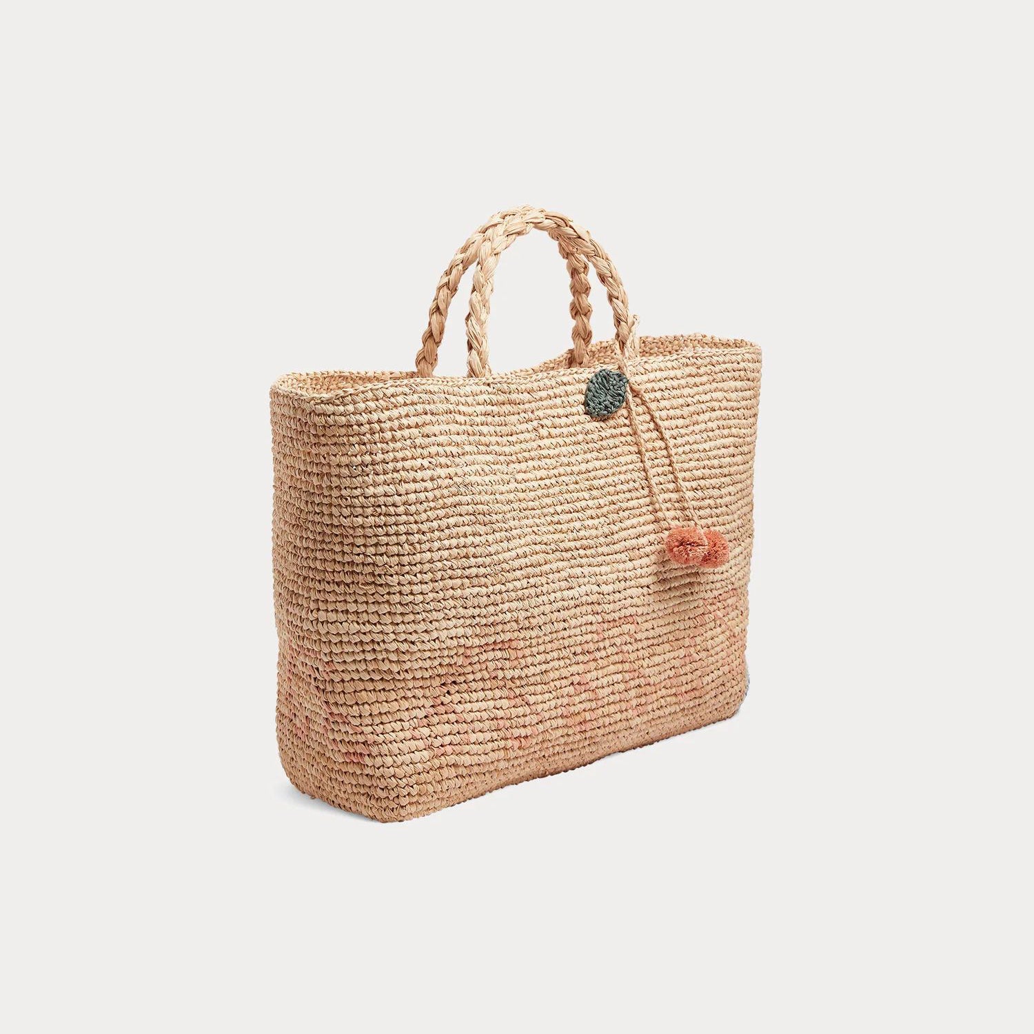 Girls Beige Raffia Handbag(41x11x25cm)