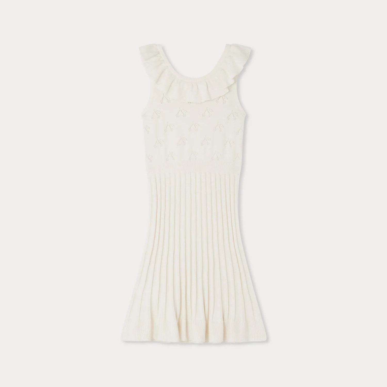 Girls White Cotton Knit Dress