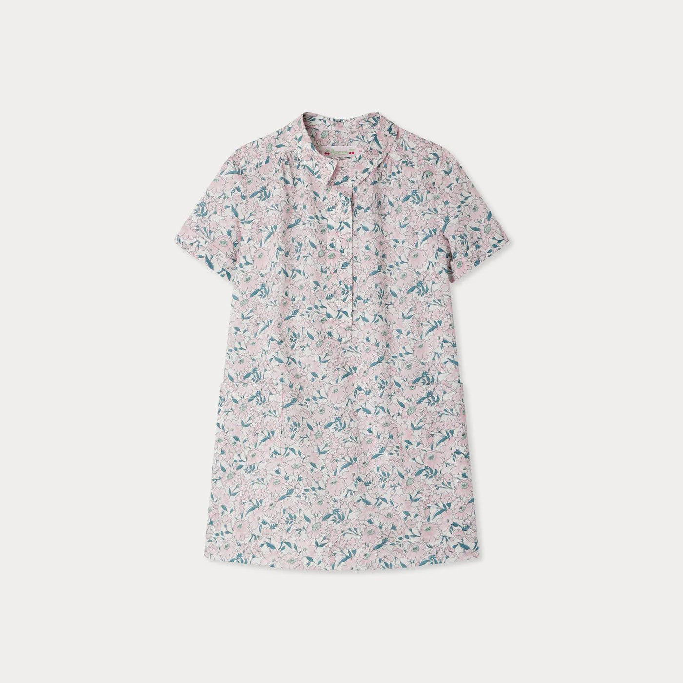 Girls Pale Pink Flower Cotton Dress