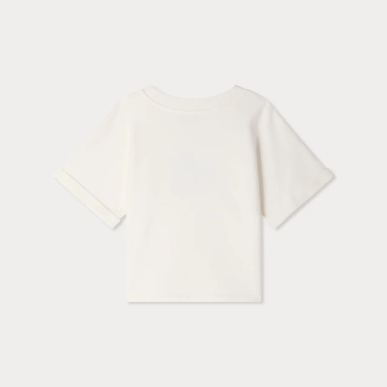 Girls White Short Sleeves Cotton Sweatshirt