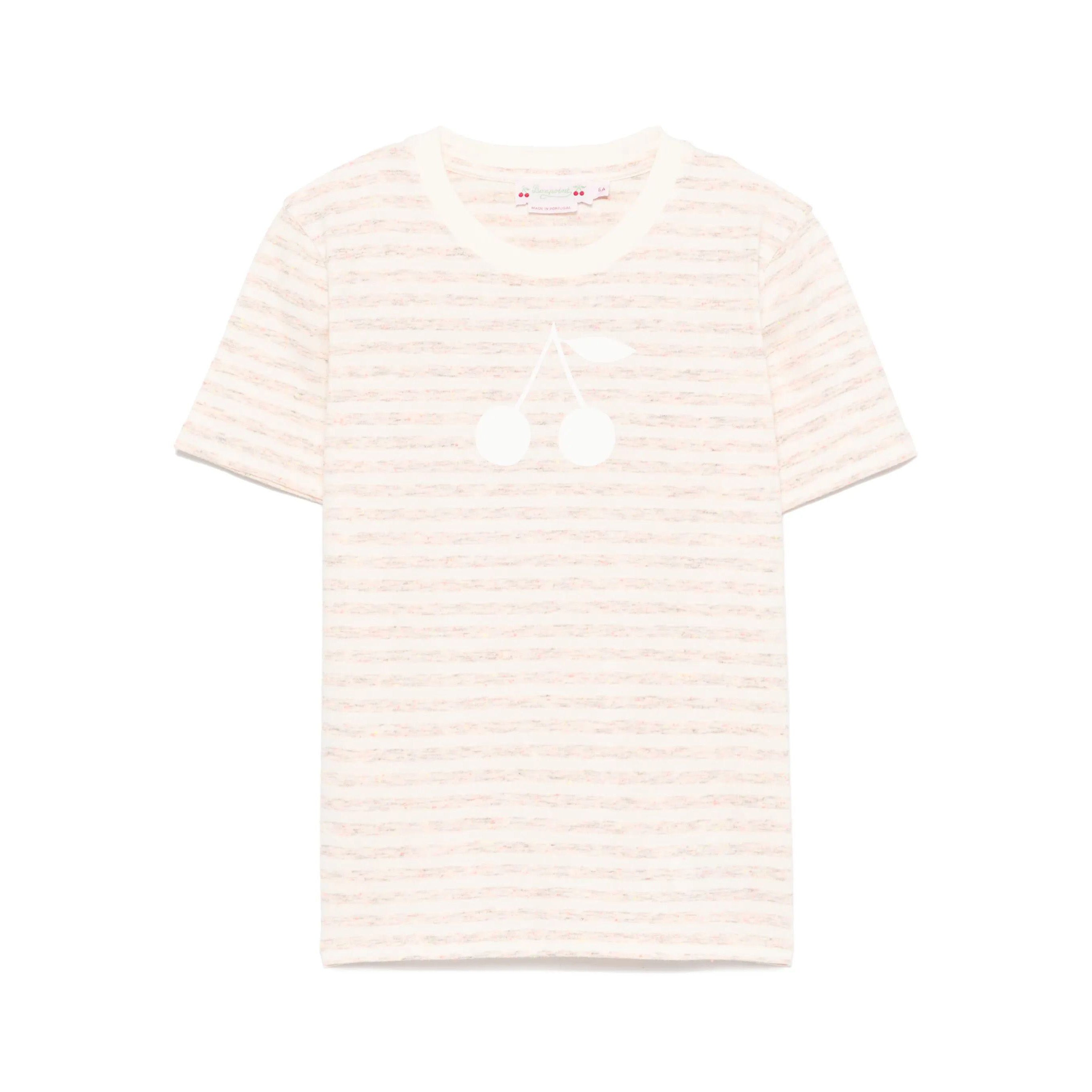 Girls Light Pink Stripes Cotton T-Shirt