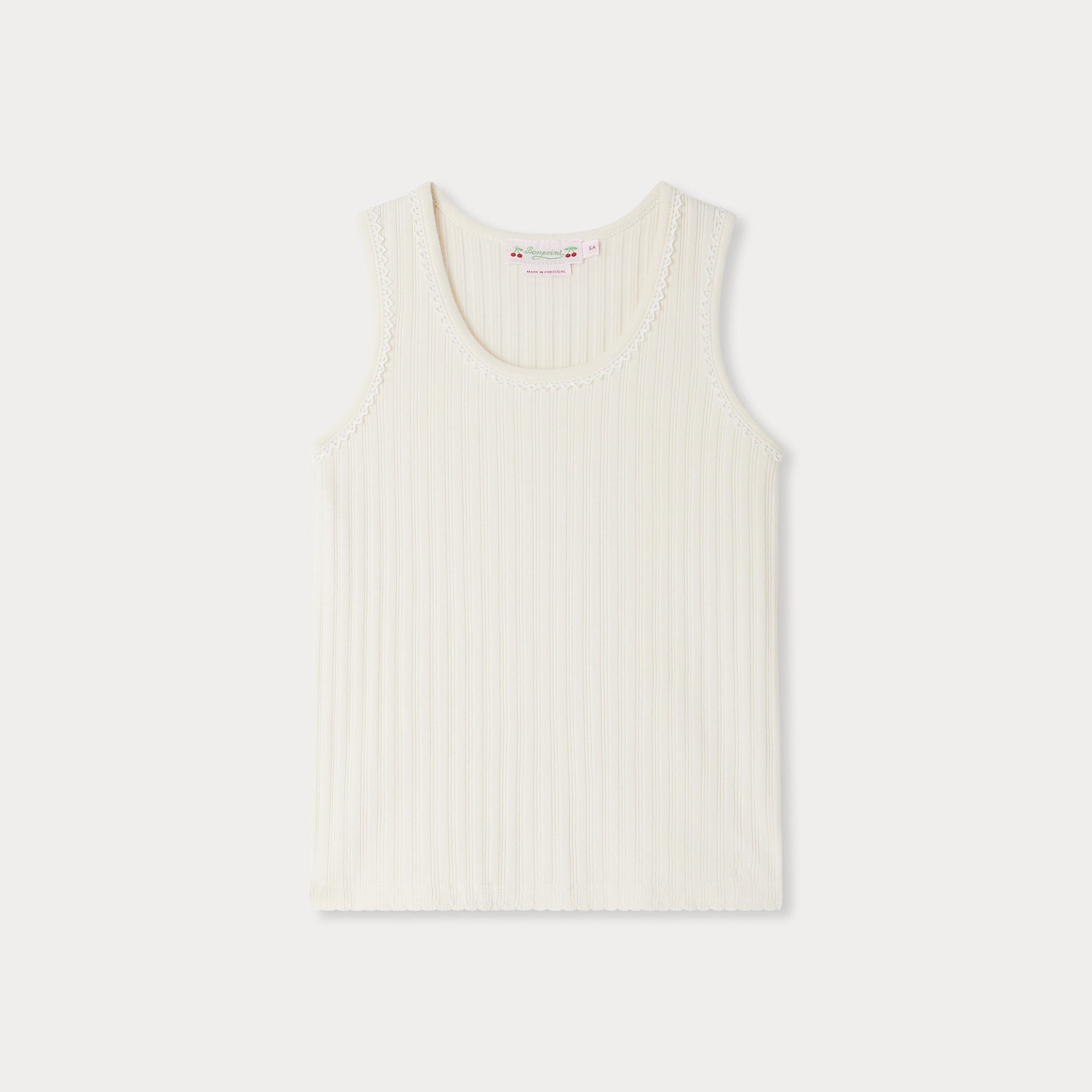 Girls White Cotton Vest