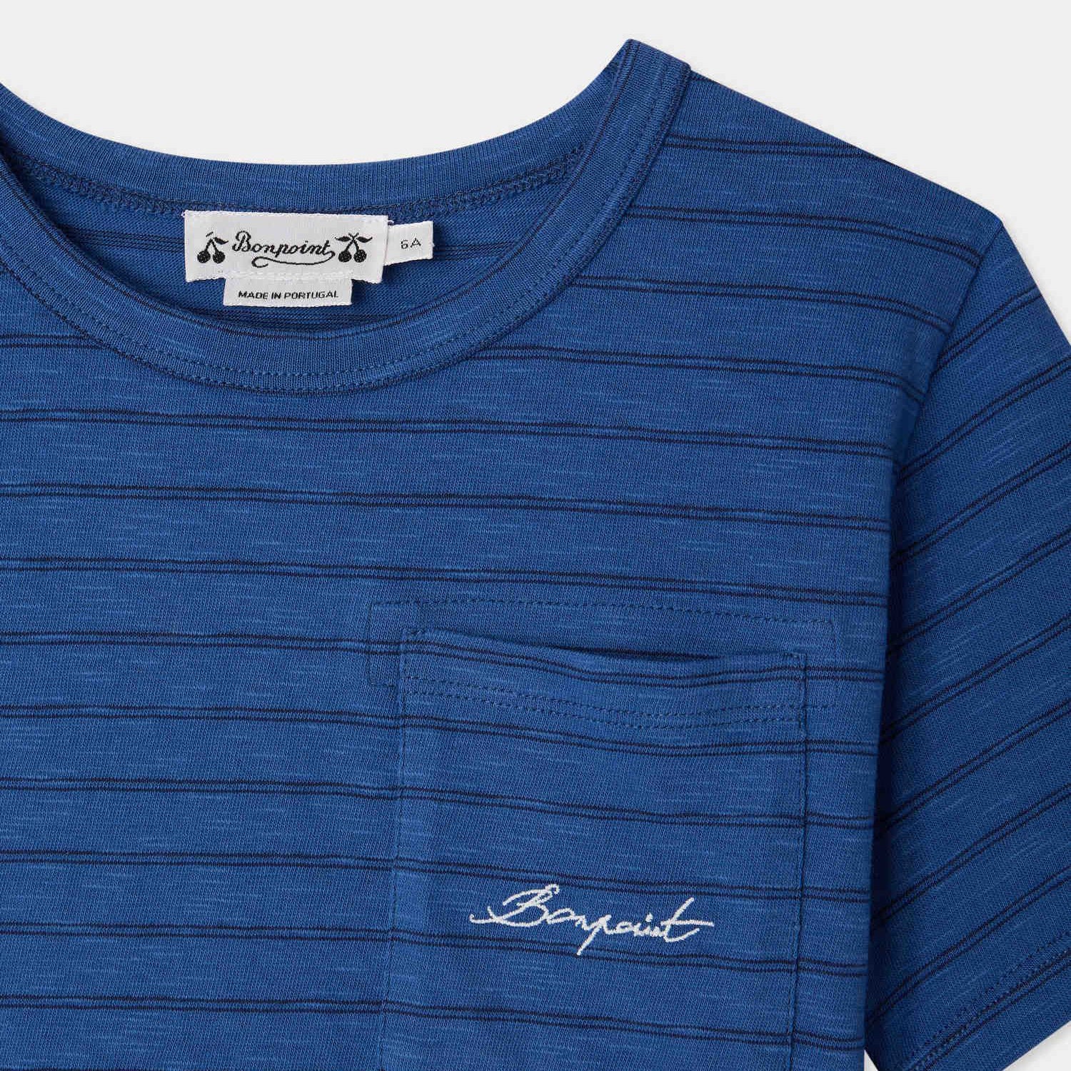 Boys Blue Stripes Cotton T-Shirt