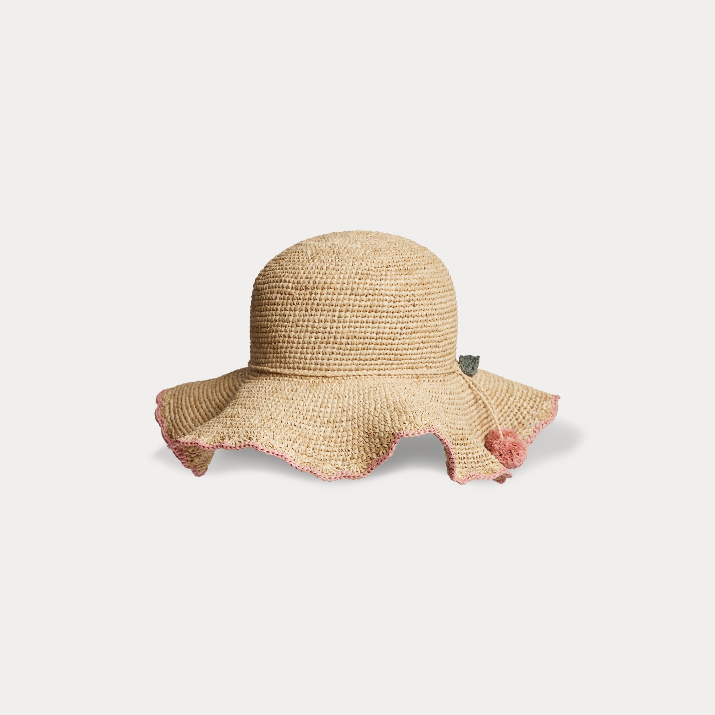 Girls Beige Raffia Sun Hat