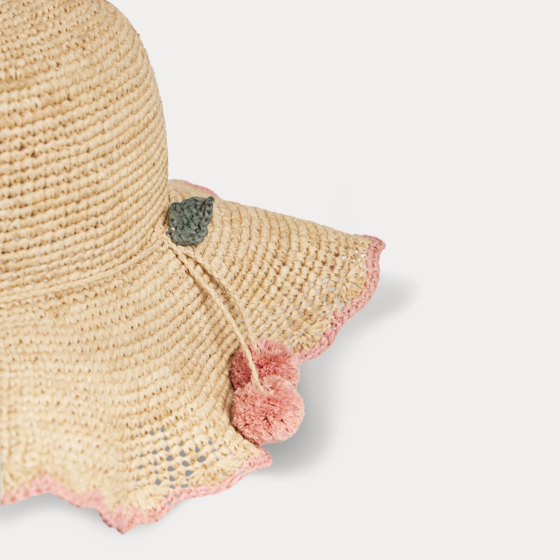 Girls Beige Raffia Sun Hat