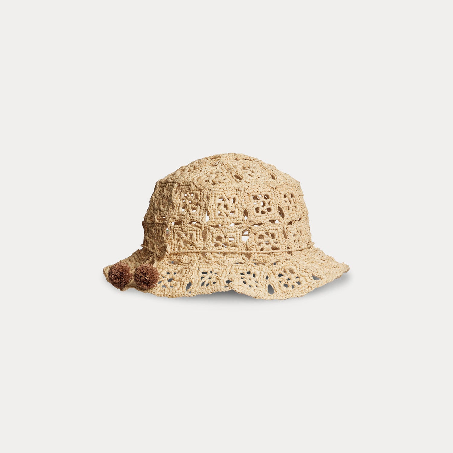 Girls Beige Raffia Sun Hat