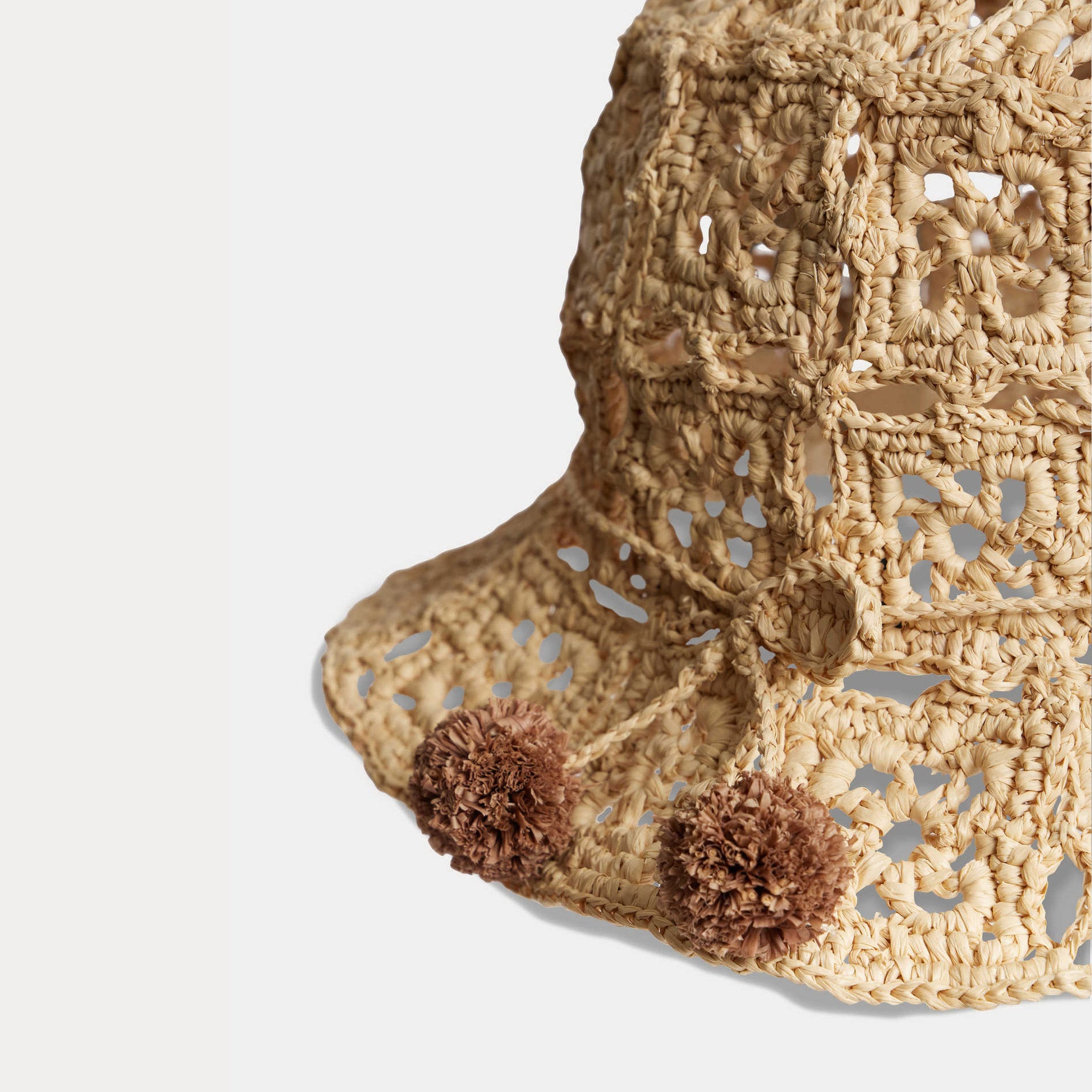 Girls Beige Raffia Sun Hat