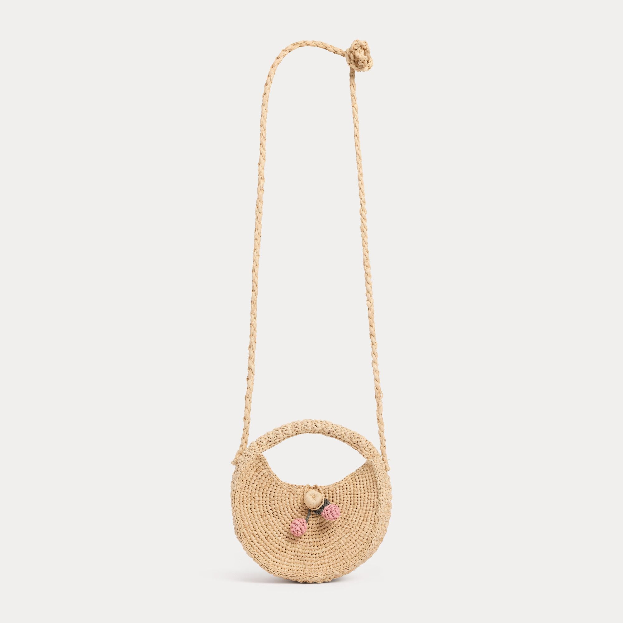 Girls Beige Raffia Shoulder Bag(19 x 19.5 x 10 cm)