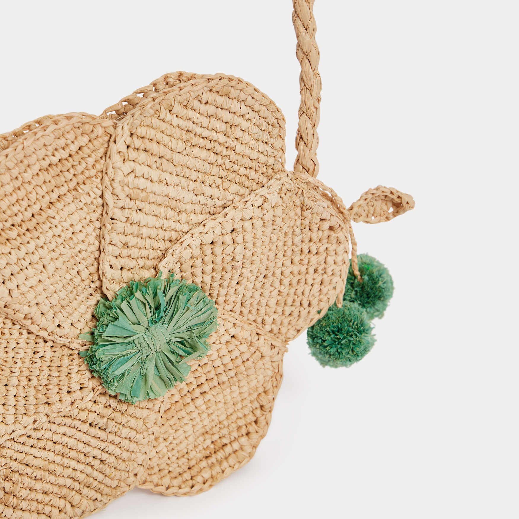 Girls Beige Raffia Shoulder Bag(16.5x16.5cm)