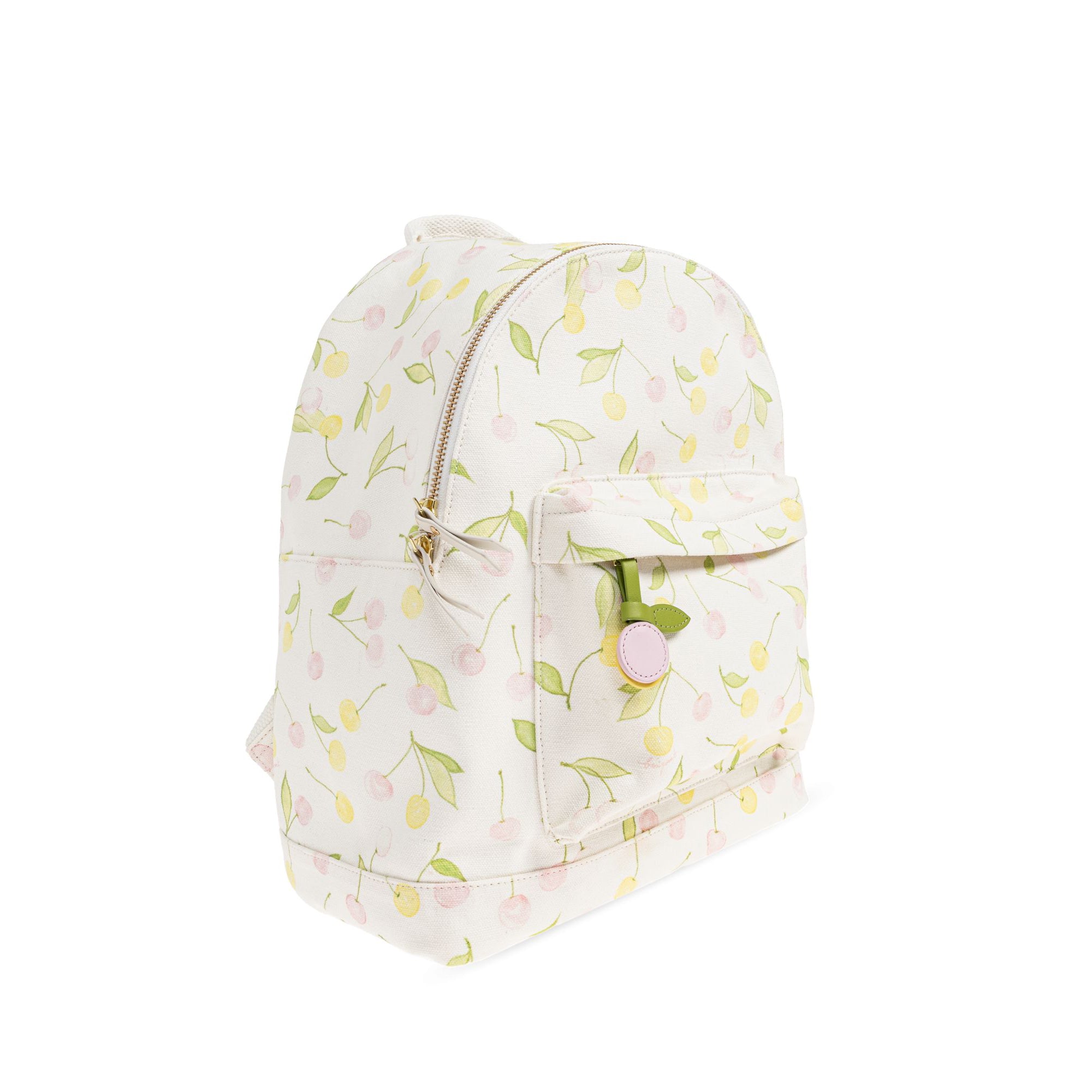 Girls White Cherry Printed Backpack(H36 x W27cm)