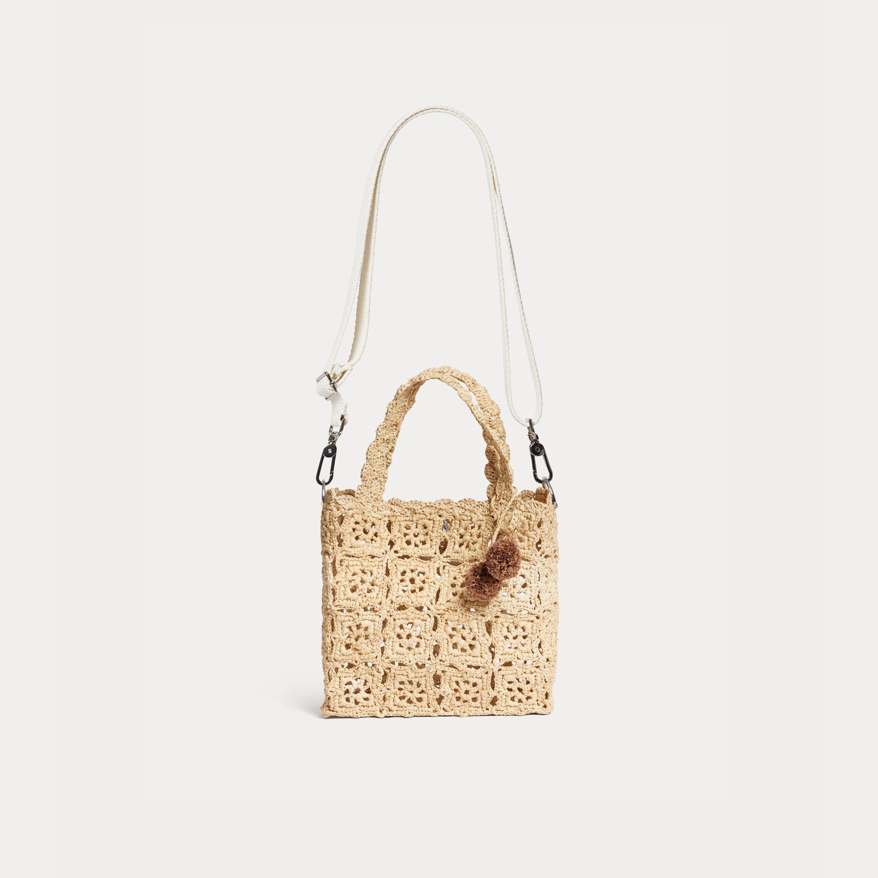 Girls Beige Raffia Handbag(L 16.5 x H 17 x D 8 cm)