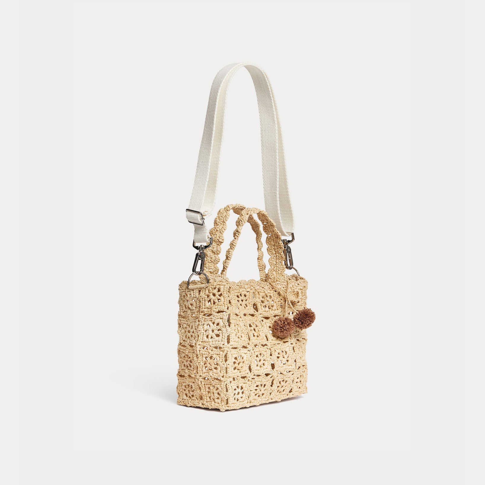 Girls Beige Raffia Handbag(L 16.5 x H 17 x D 8 cm)