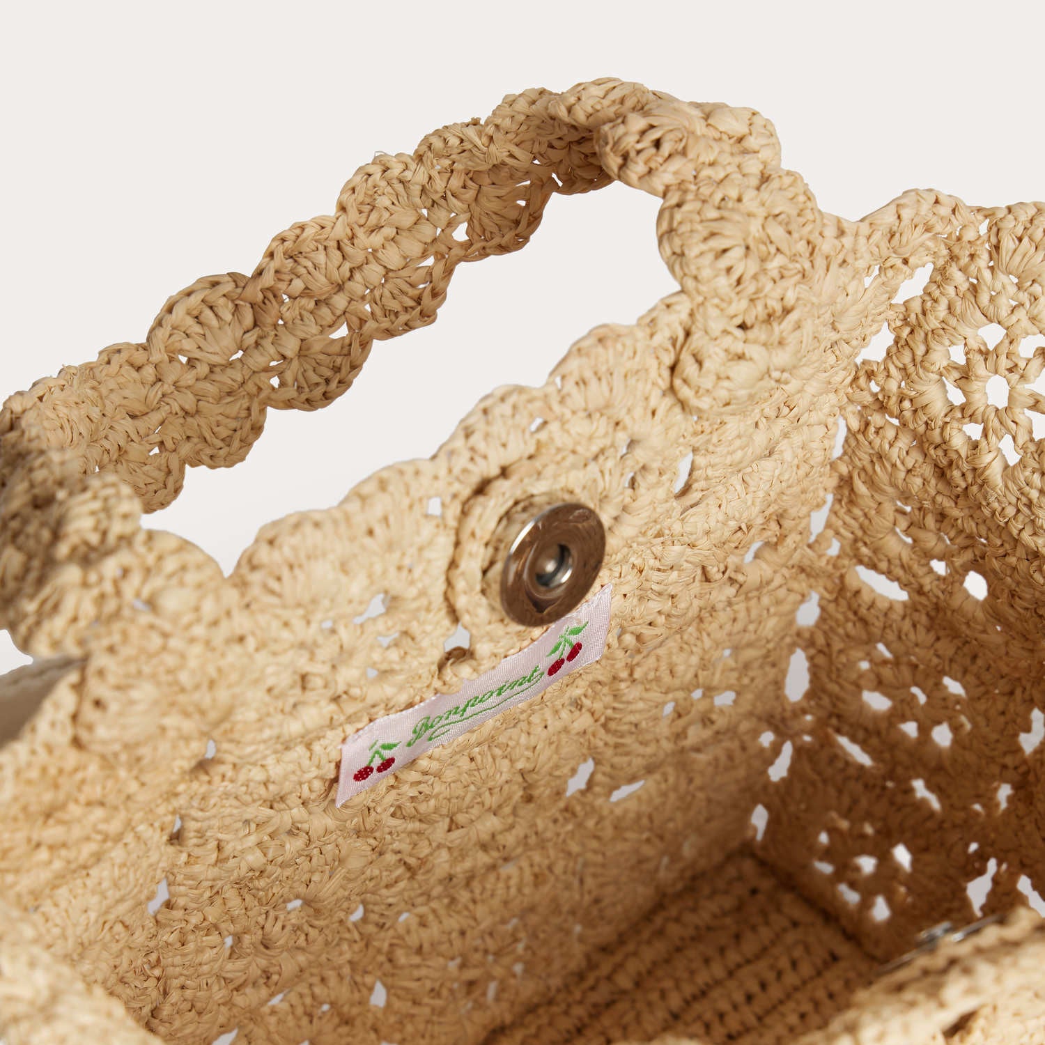 Girls Beige Raffia Handbag(L 16.5 x H 17 x D 8 cm)