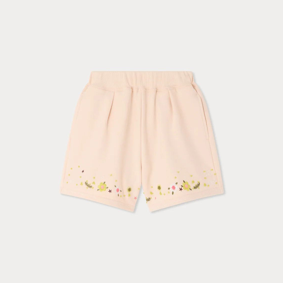 Girls Petal Rose Embroidered Cotton Shorts