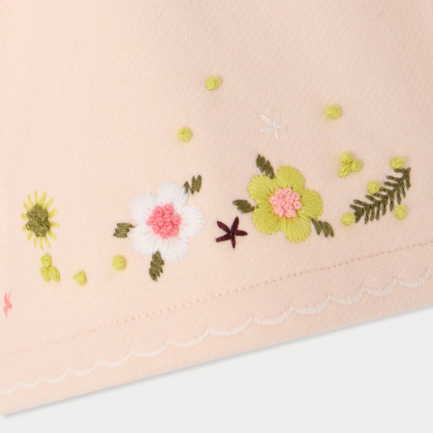 Girls Petal Rose Embroidered Cotton Shorts