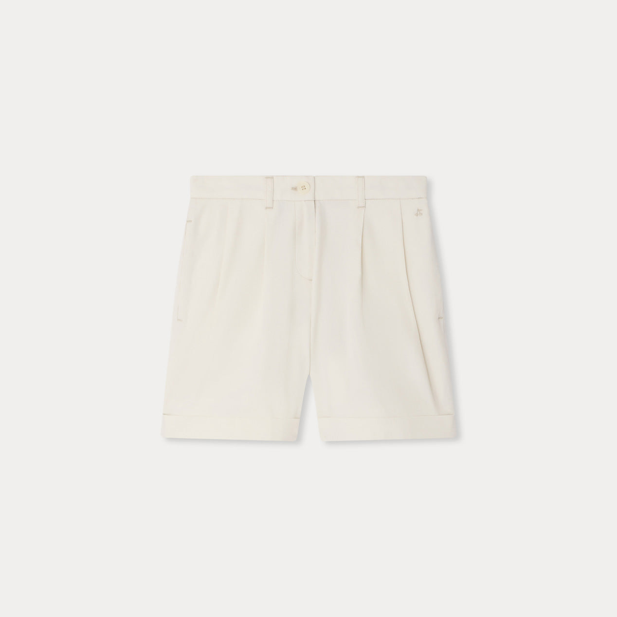 Girls White Cotton Shorts