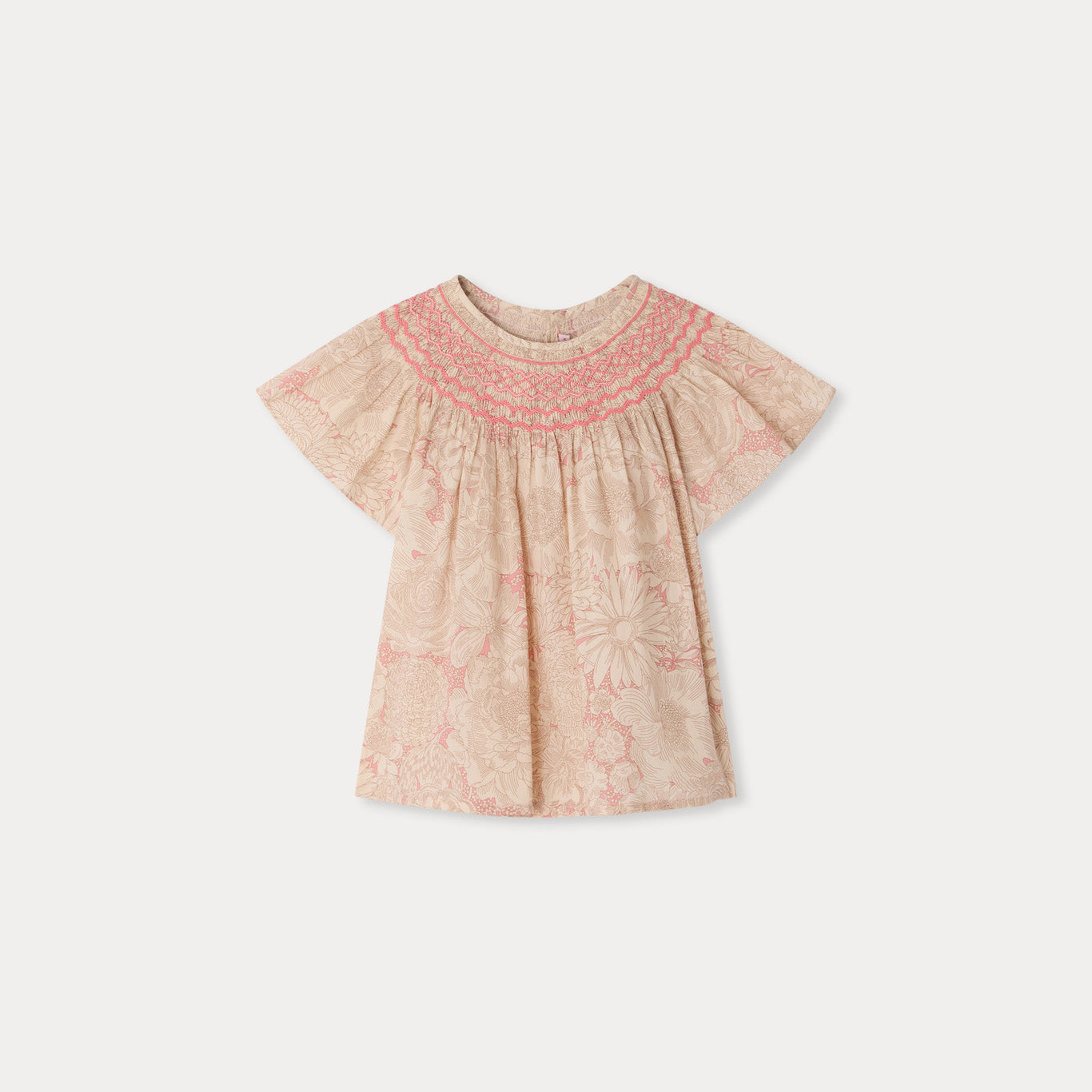 Girls Rose Pink Flower Cotton Blouse