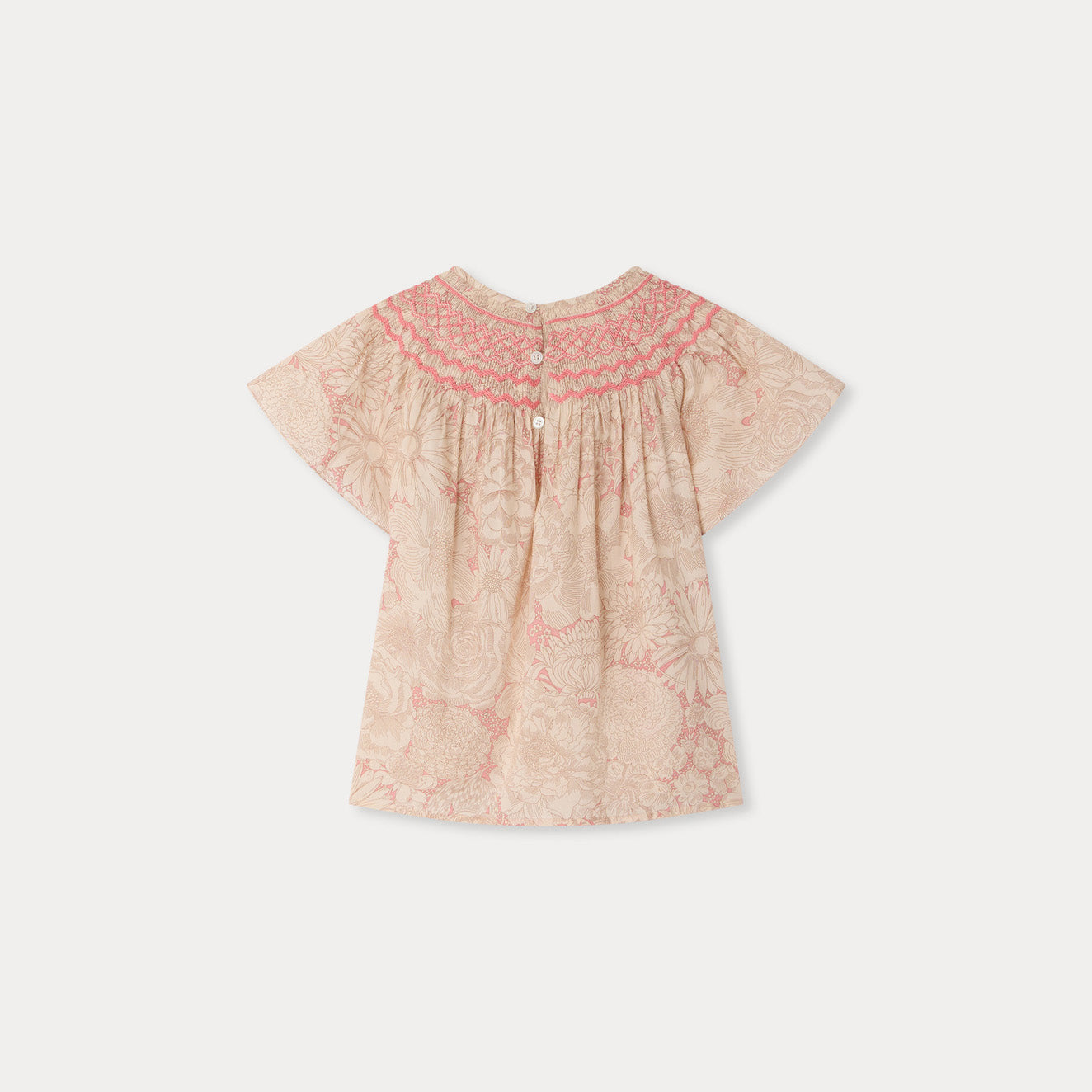 Girls Rose Pink Flower Cotton Blouse