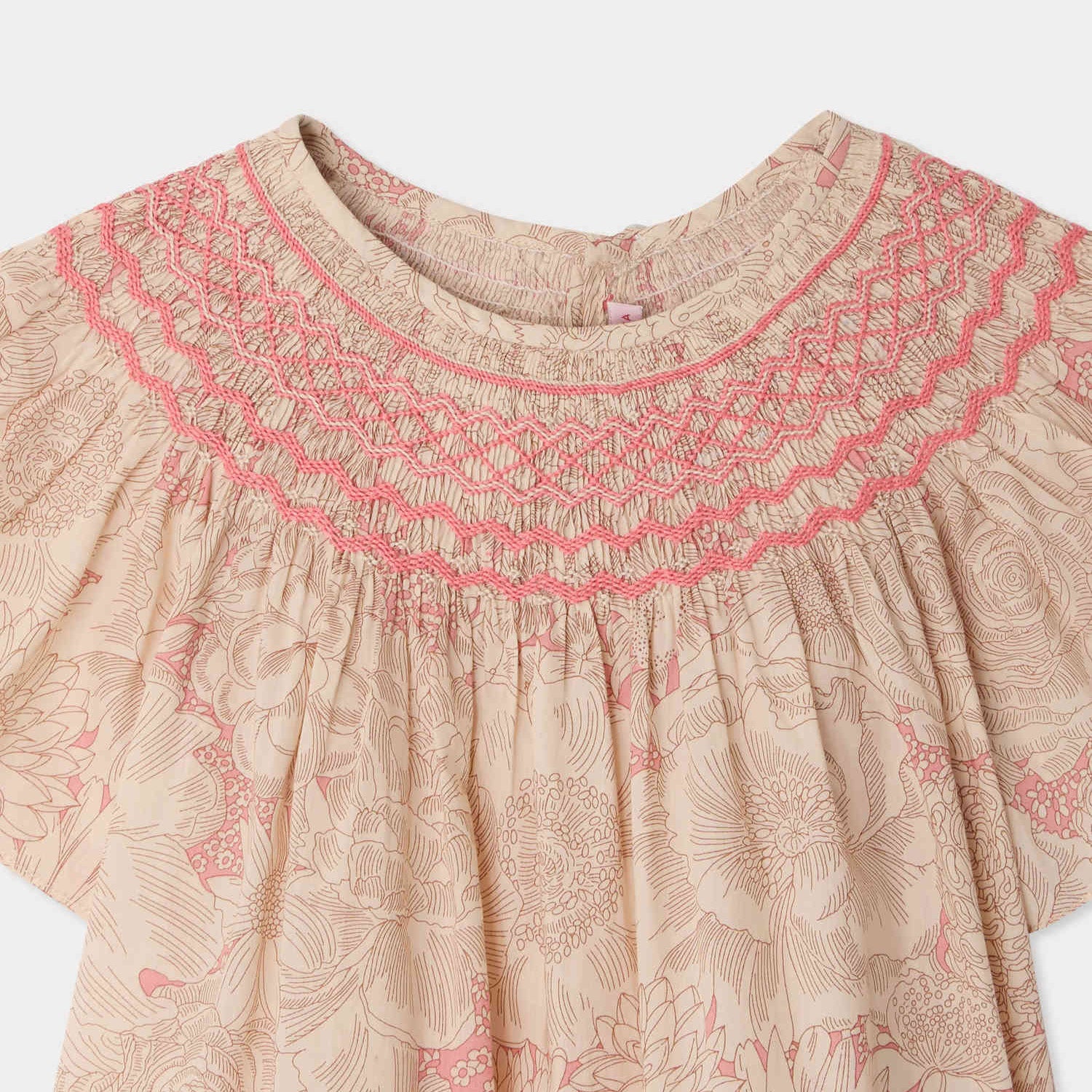 Girls Rose Pink Flower Cotton Blouse