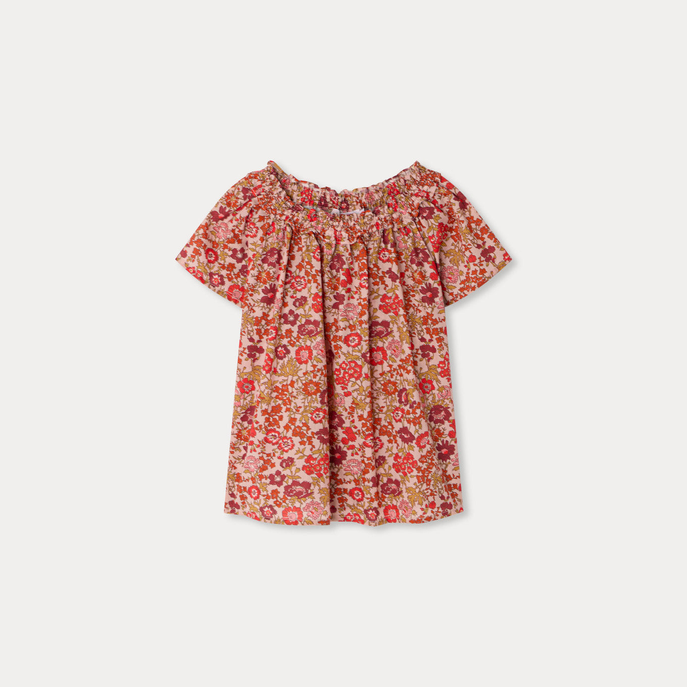 Girls Pink Flower Cotton Blouse